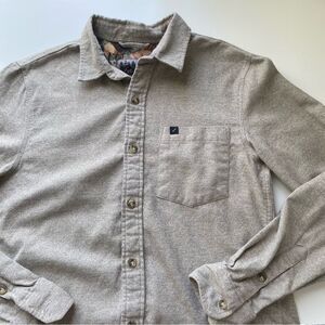 Pladra Flannel Shirt Top Button Front Shirt Heathered Gray Long Sleeve Medium